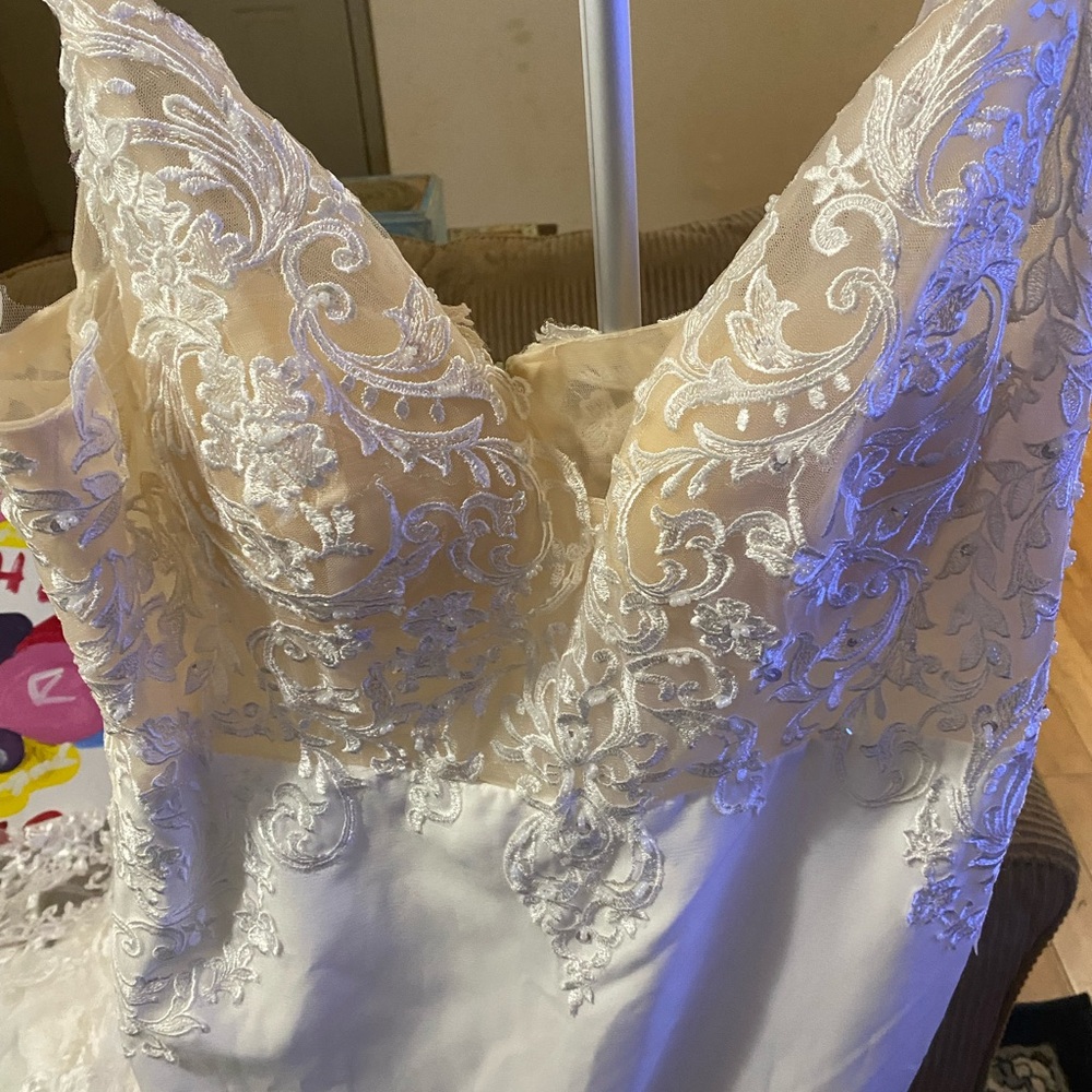 Elegant White and Cream Lace Formal Dress